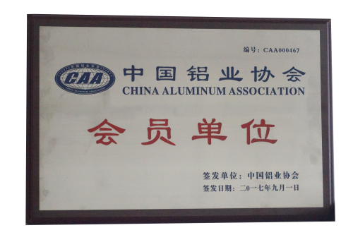 豐金銳榮譽資質--中國鋁業協會會員單位